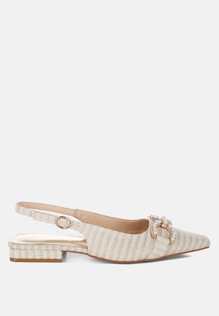Pearl-Detailed Woven Horsebit Flats