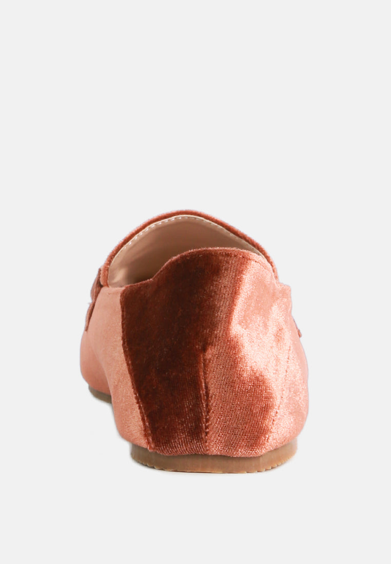 Semi Casual Velvet Metal Buckle Detail Loafers
