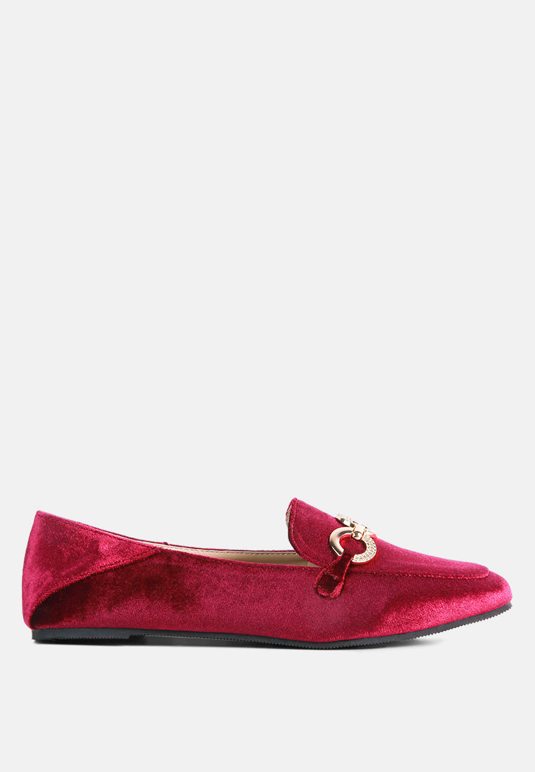 Semi Casual Velvet Loafers W/ Metal Buckle
