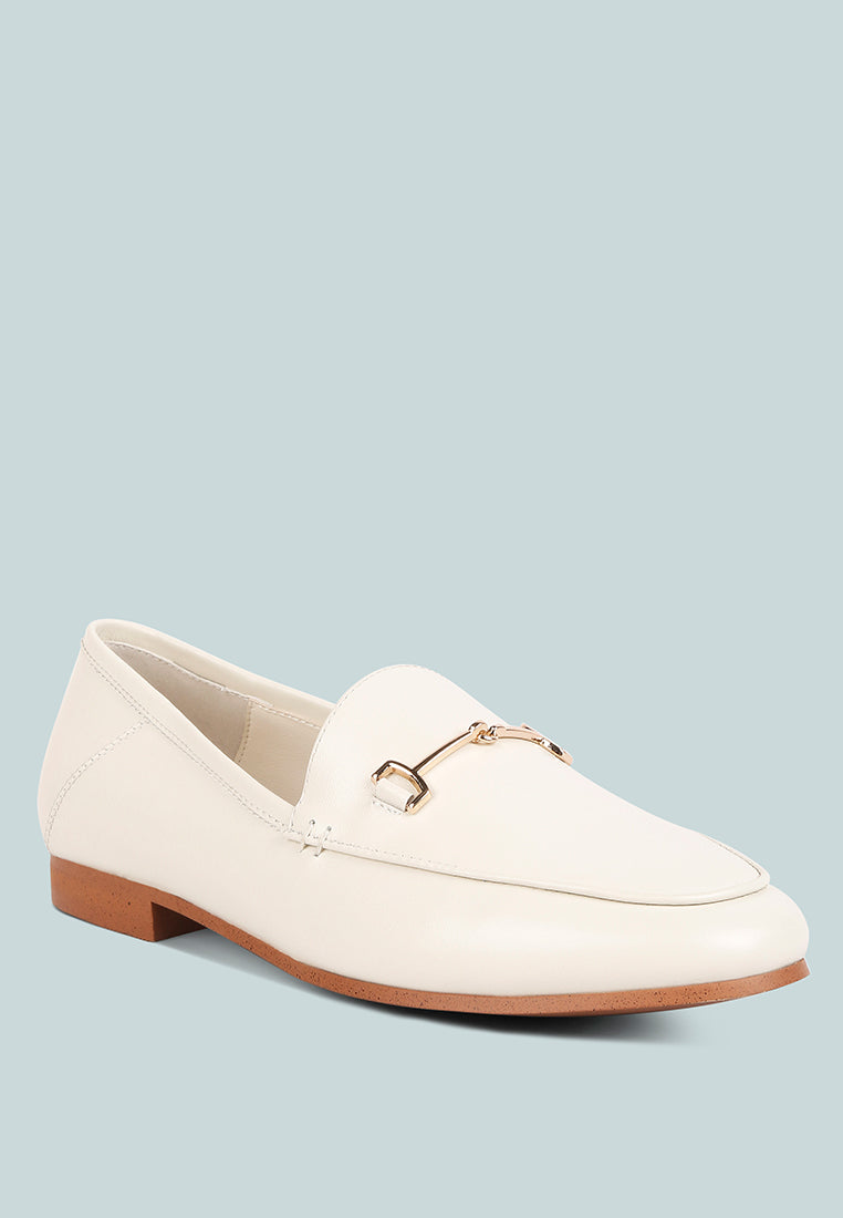 Horsebit Leather Heel Loafers