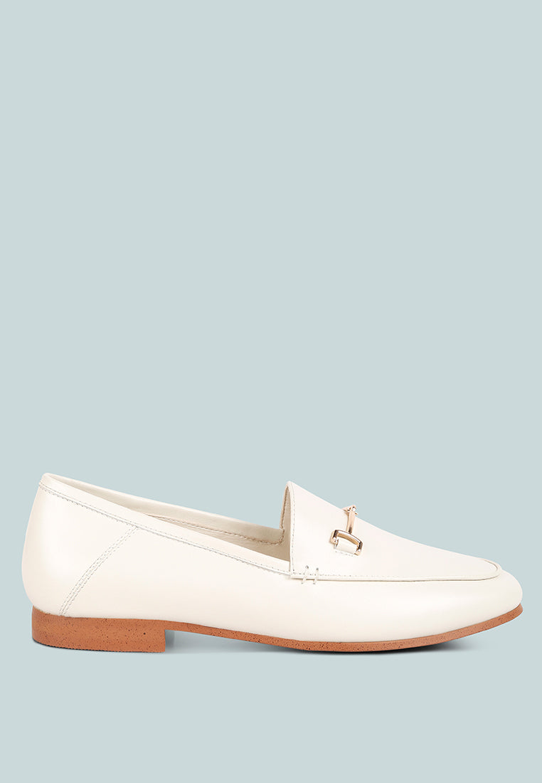 Horsebit Leather Heel Loafers