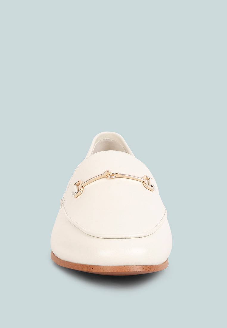 Horsebit Leather Heel Loafers