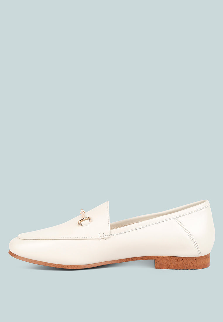 Horsebit Leather Heel Loafers