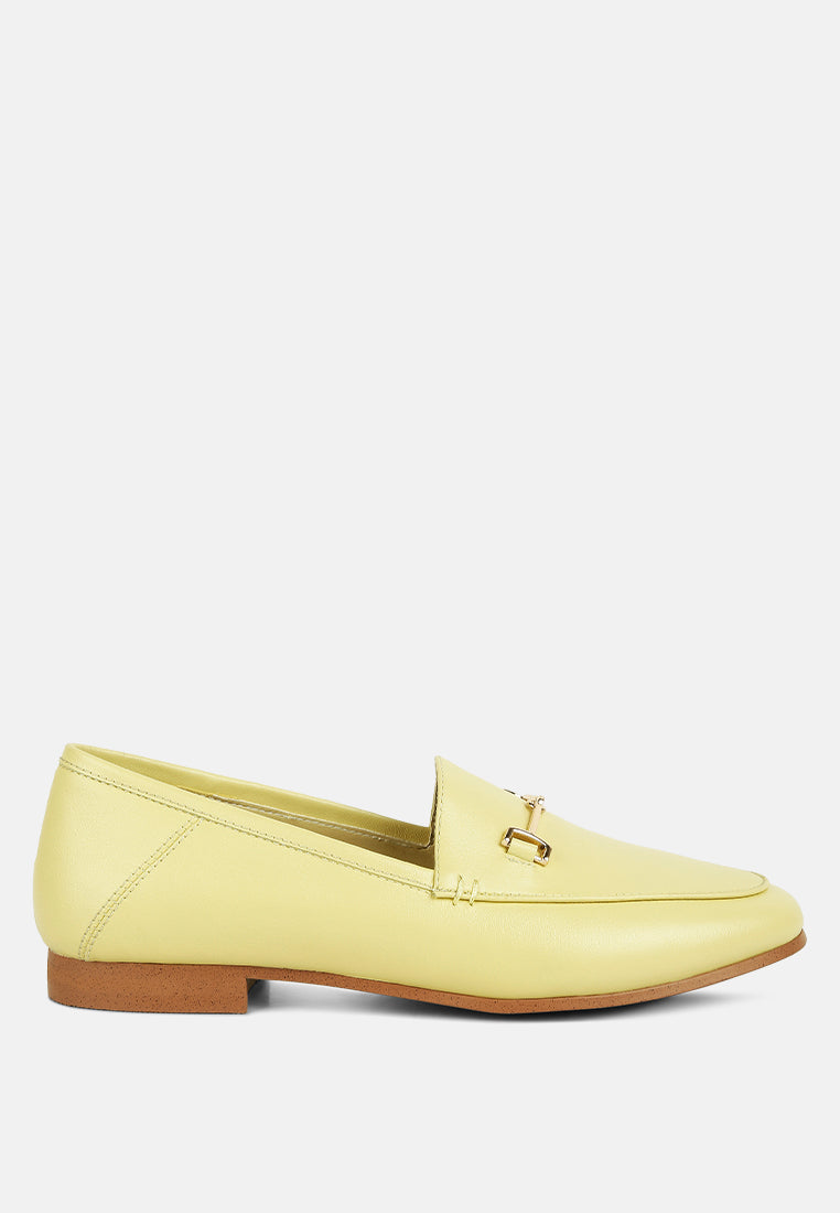 Horsebit Leather Heel Loafers
