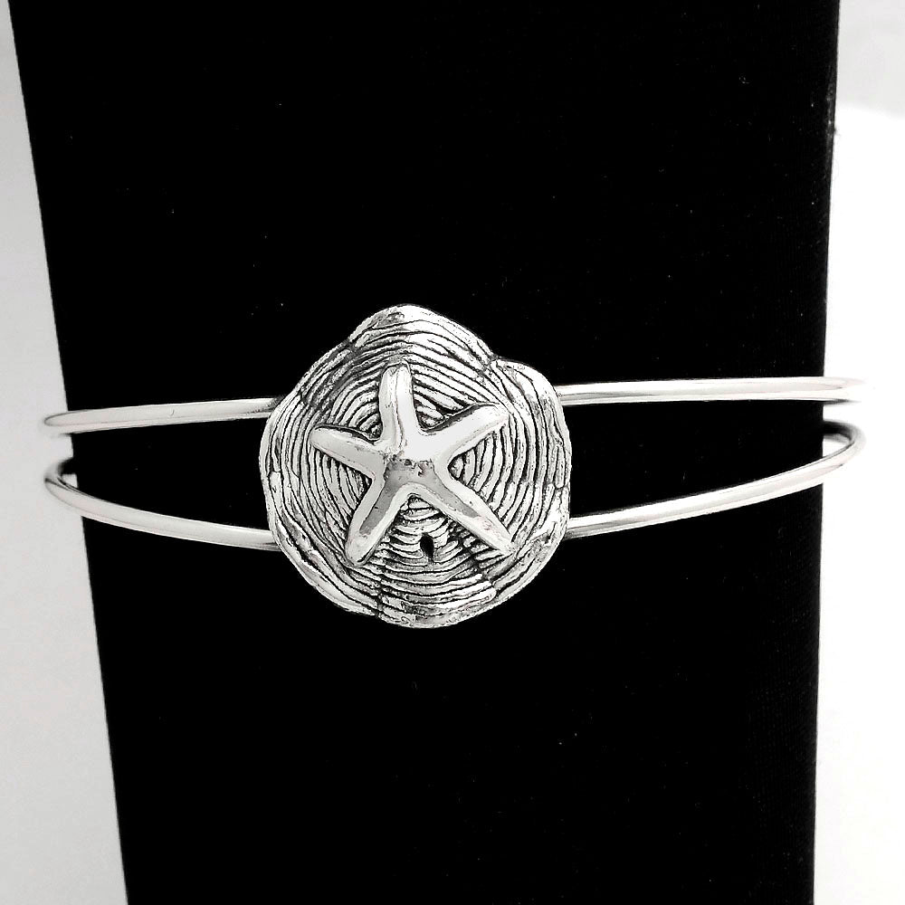 925 Sterling Silver Starfish Bangle Bracelet - Beach Jewelry