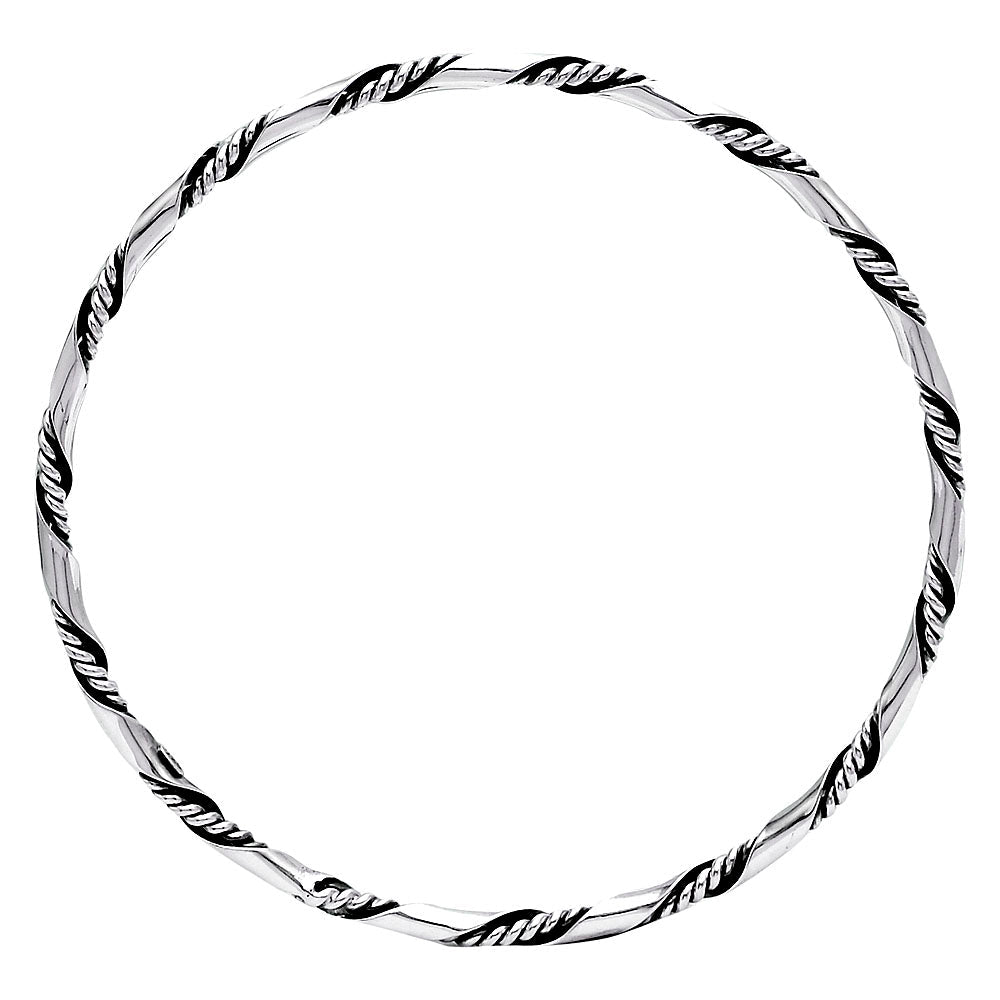 925  Sterling Silver Twisted Rope Cuff Bangle – Elegant Minimalist Jewelry