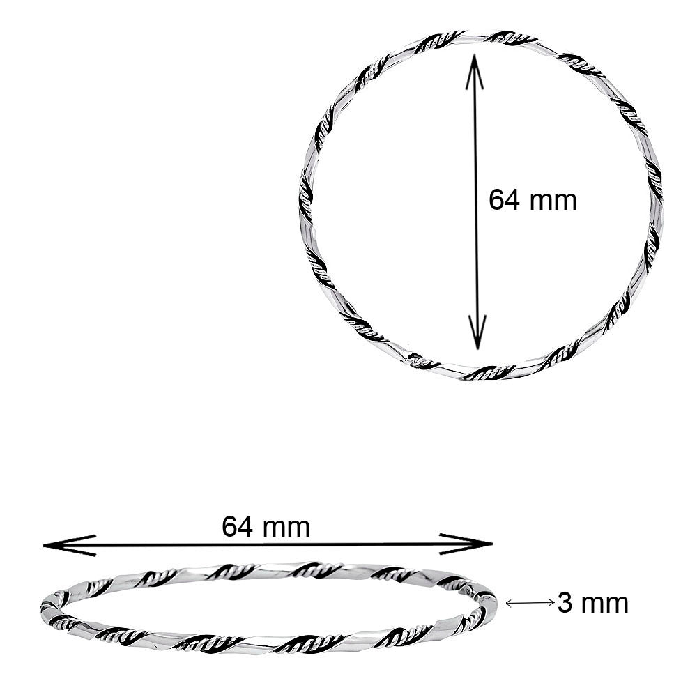 925  Sterling Silver Twisted Rope Cuff Bangle – Elegant Minimalist Jewelry