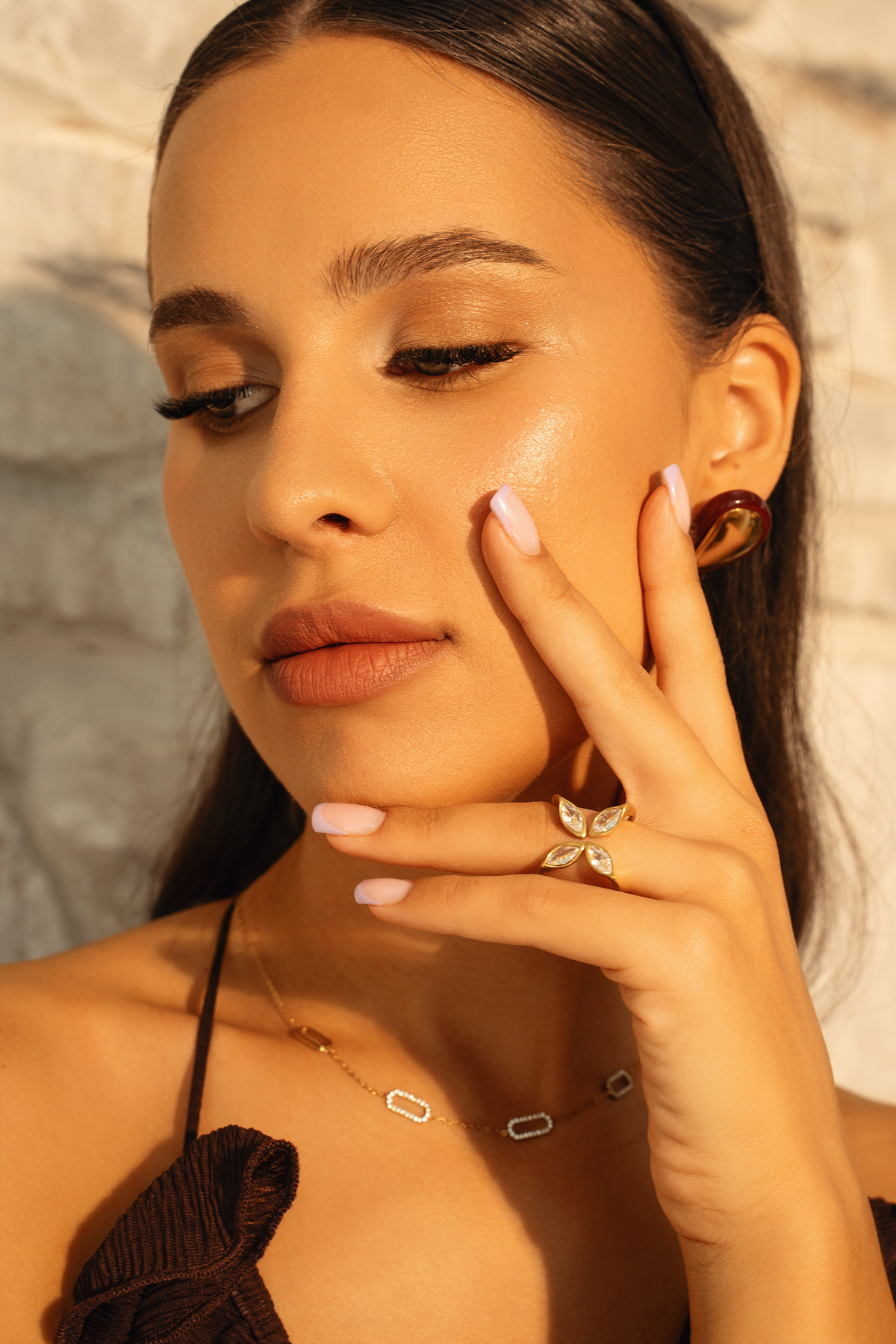 Marquise Cut 18K Gold Plated Stainless Steel Ring
