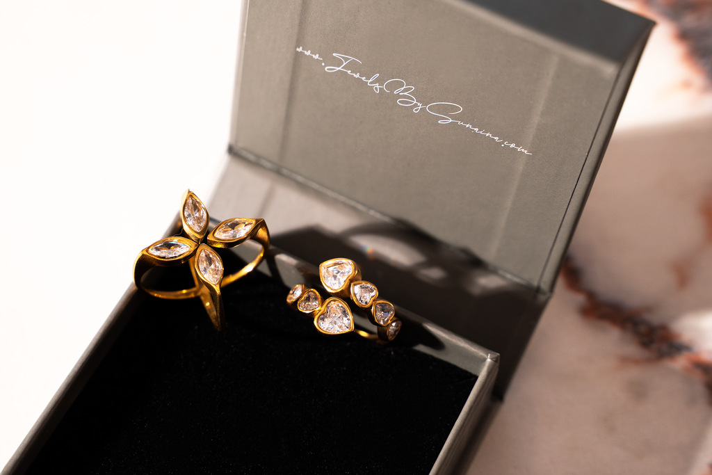 Marquise Cut 18K Gold Plated Stainless Steel Ring