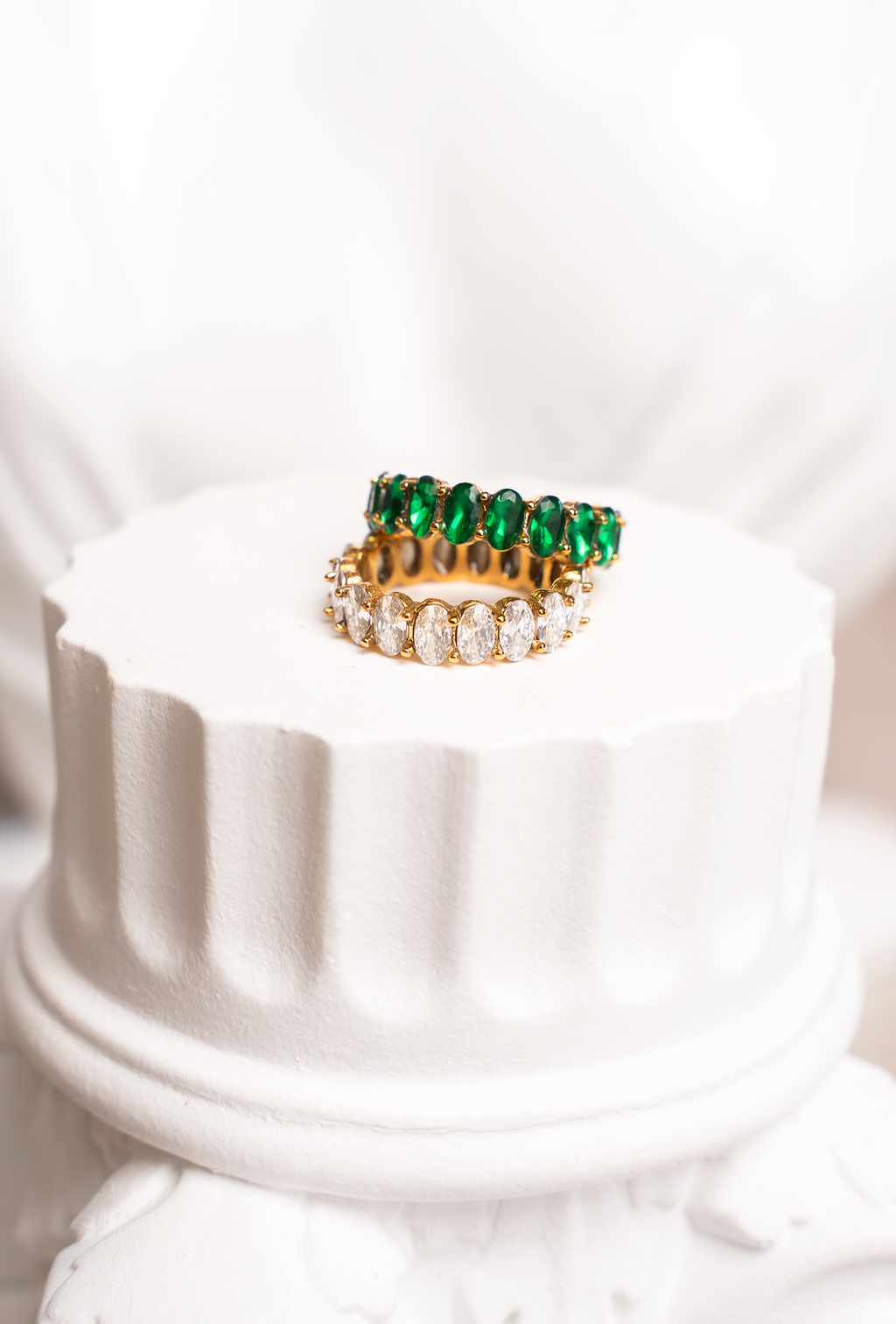 18K Gold-Plated Oval Cut Eternity Zircon Gemstone Ring