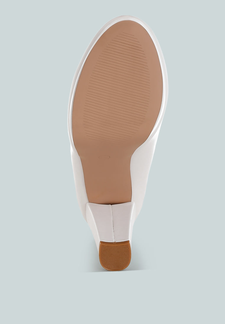 Faux Leather Block Heel Pumps