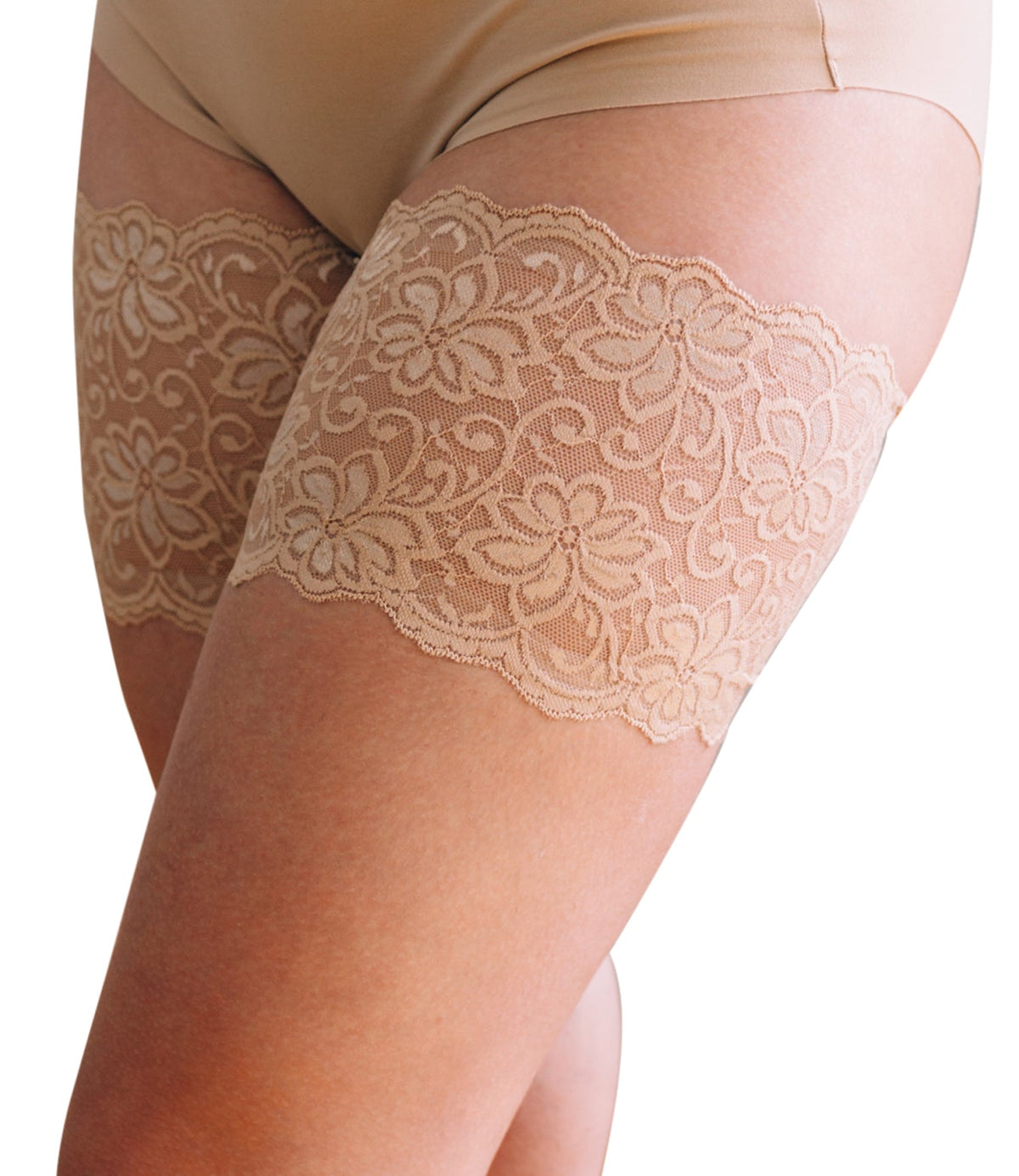 Beige Anti-Chafing Thigh Bands | Lace Beige
