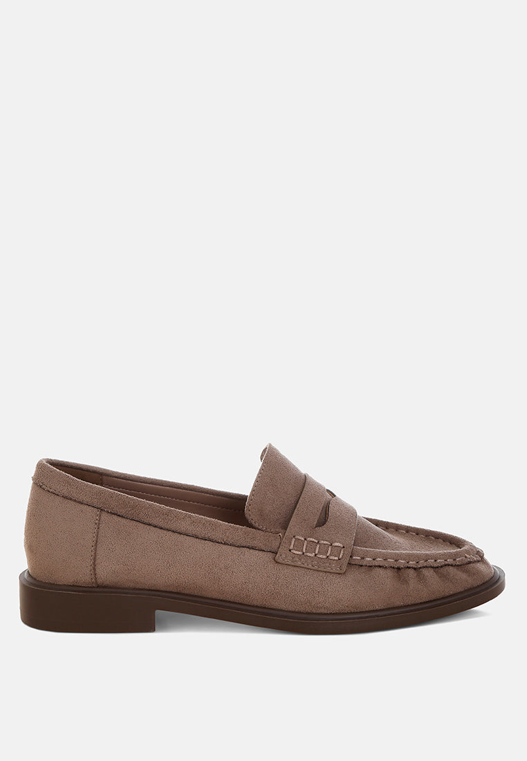 Penny Strap Low Block Heel Loafers