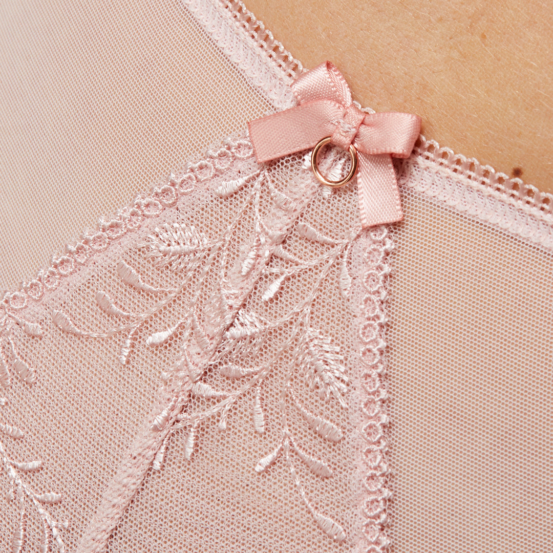 Pink Sheer Tulle Mesh Mid Rise Thong