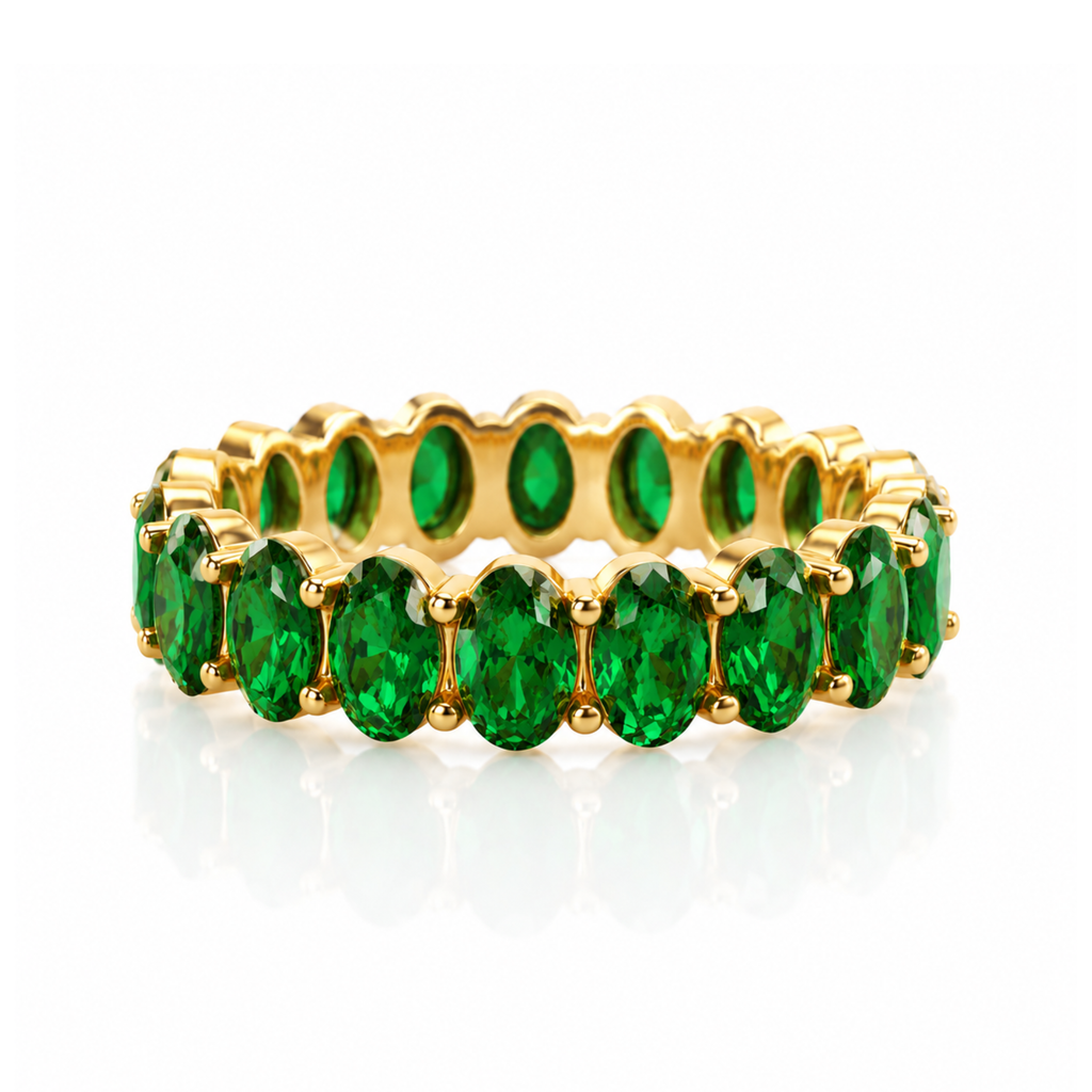18K Gold-Plated Oval Cut Eternity Zircon Gemstone Ring