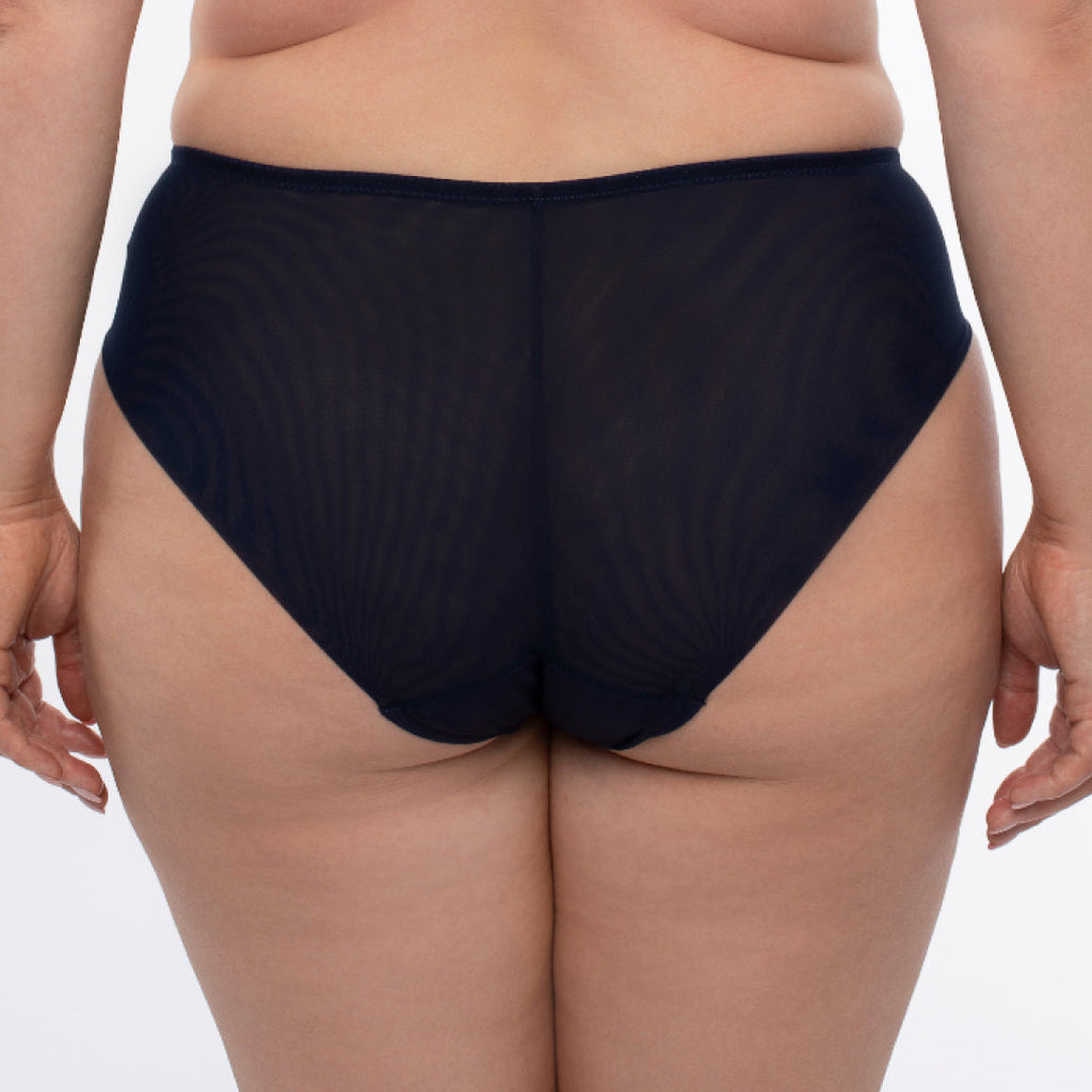 Sheer Mesh Floral Embroidered Midi Brief Panty