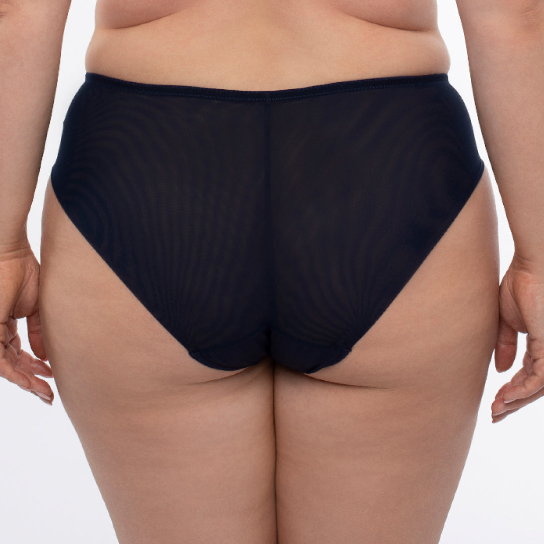 Sheer Mesh Floral Embroidered Midi Brief Panty