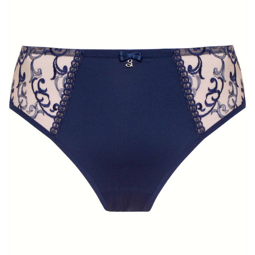 Sheer Mesh Floral Embroidered Midi Brief Panty