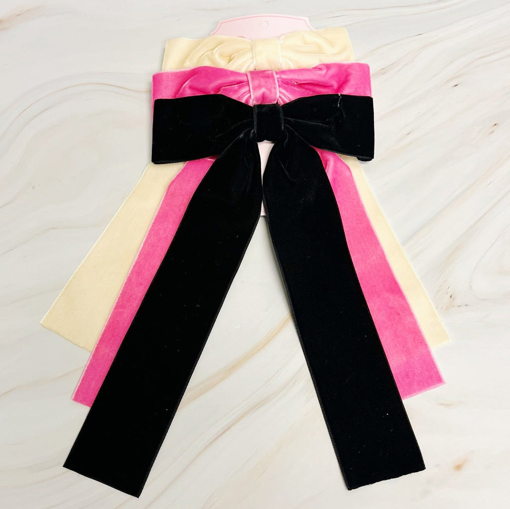 Simply Velvet Bow Hair Clip Set Of 3-1