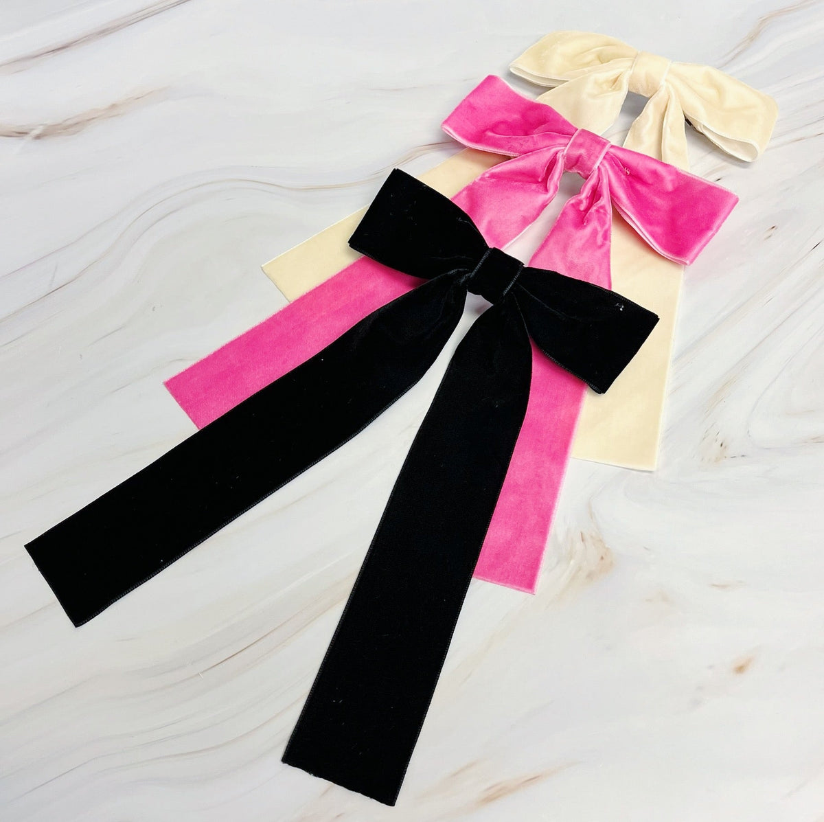 Simply Velvet Bow Hair Clip Set Of 3-0