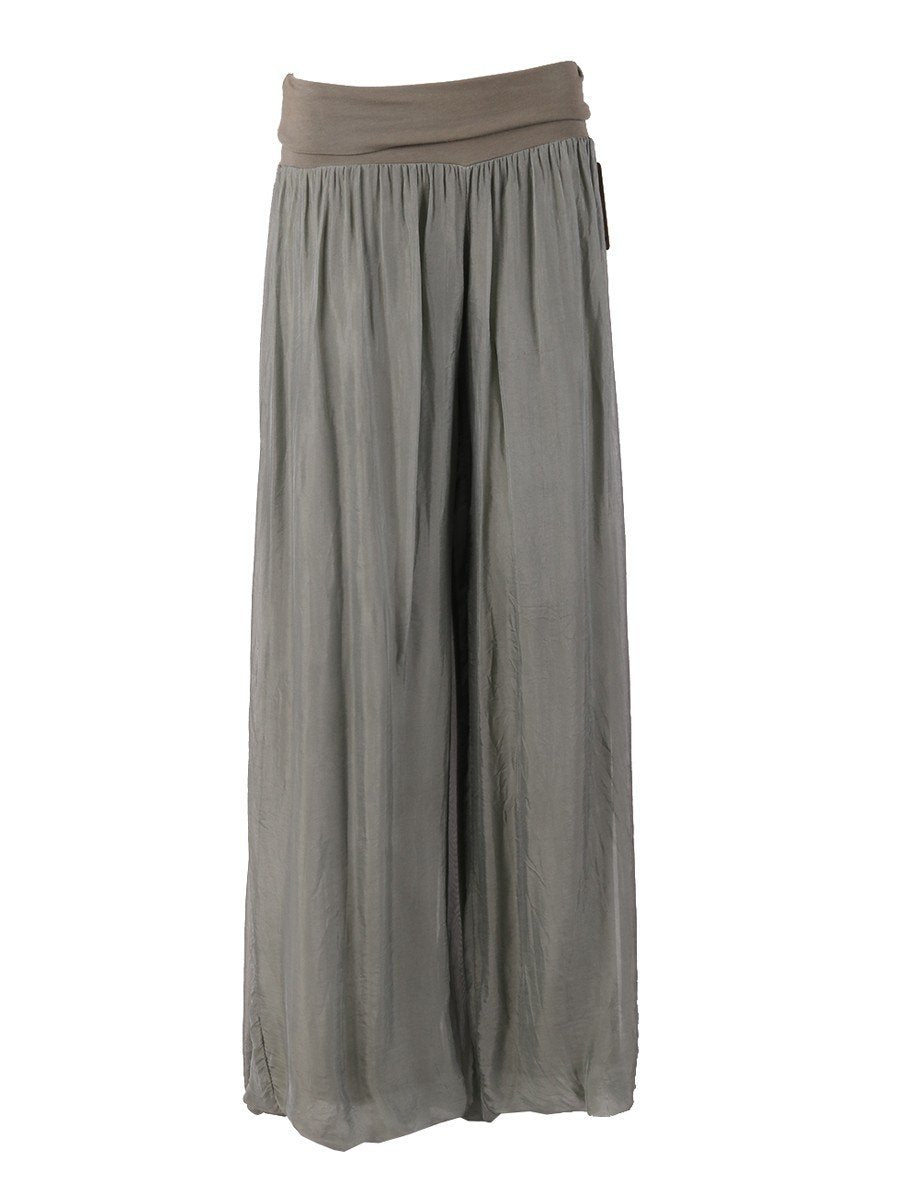 Grey Italian Silk Palazzo Pants