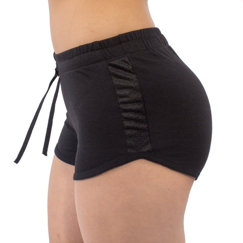 Contrast French Terry/Mesh Detail Shorts
