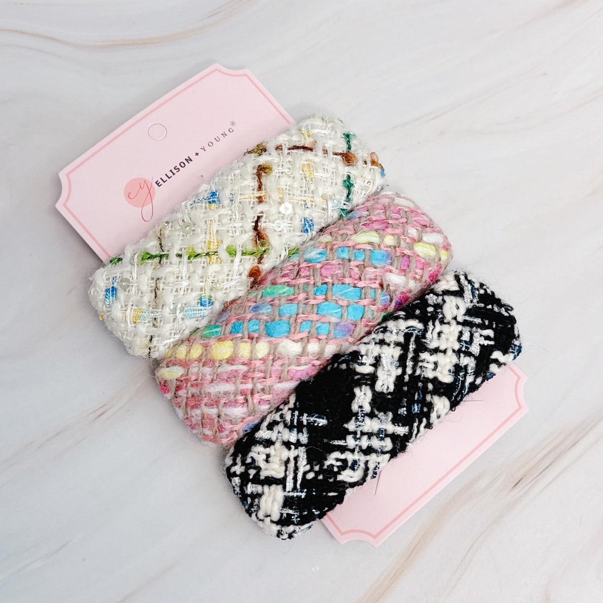 Color Breeze Tweed Hair Clip Set Of 3-3