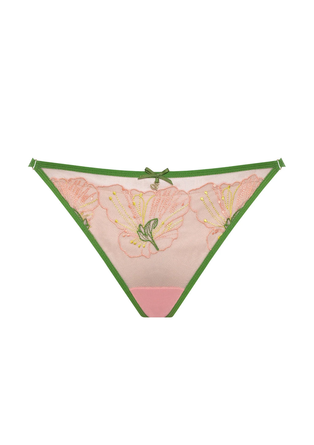 Hibiscus Embroidered Sheer String Thong Panty