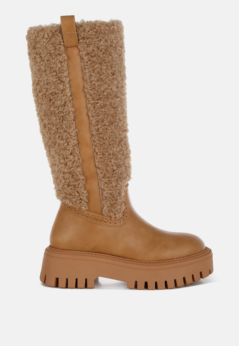 Faux Fur Calf Length Boots