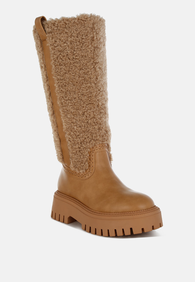 Faux Fur Calf Length Boots