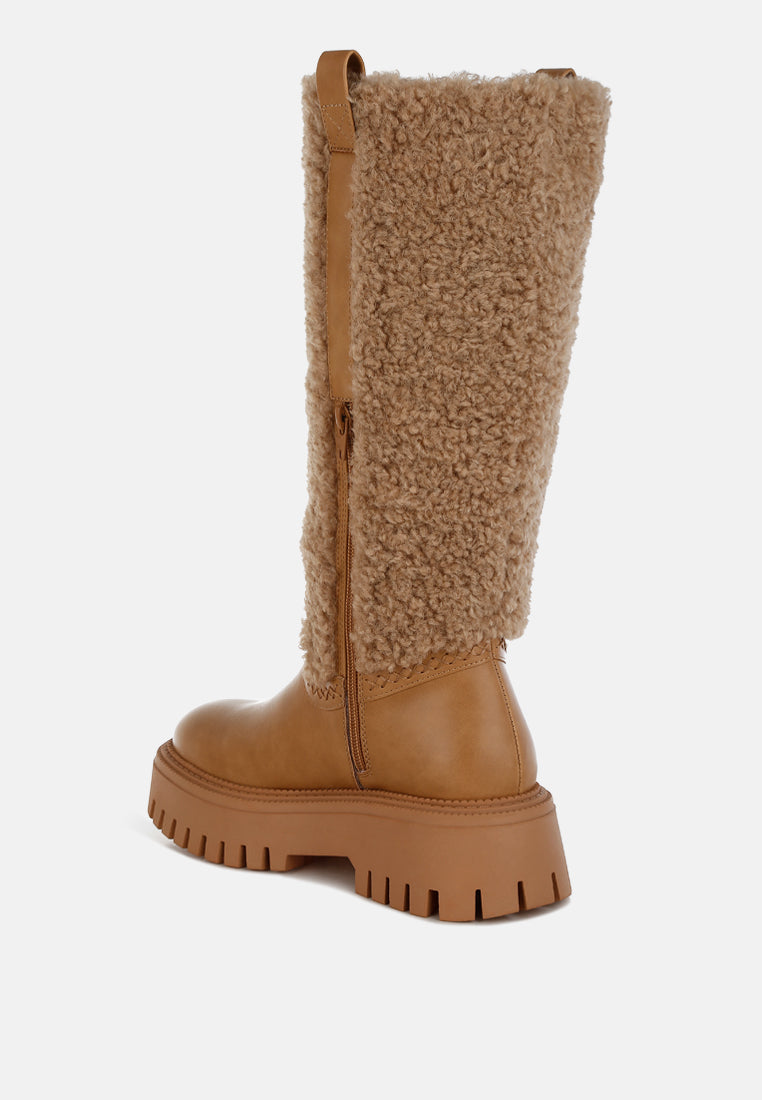 Faux Fur Calf Length Boots
