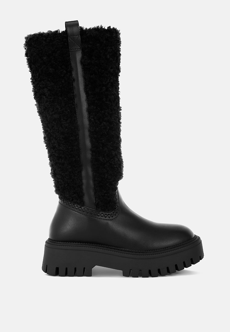 Faux Fur Calf Length Boots