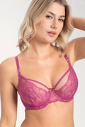 Italian Lace Raspberry Plunge Bra W/ Bow