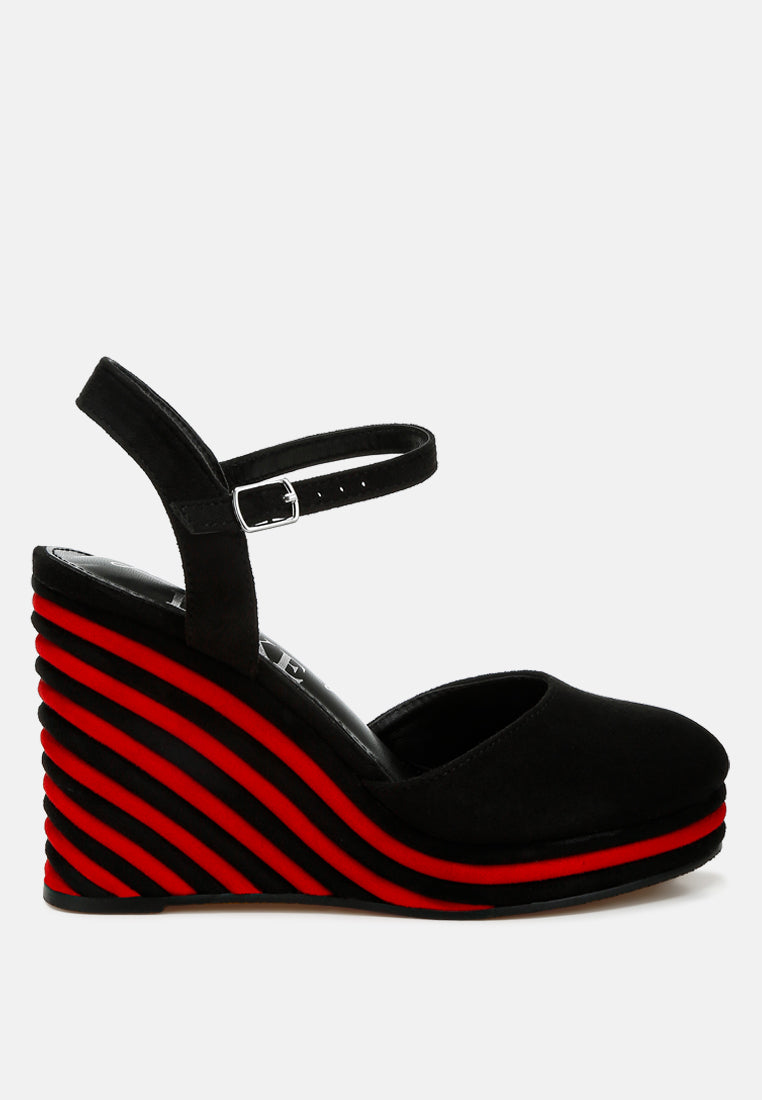 Dual Tone Microfiber Wedge Sandals