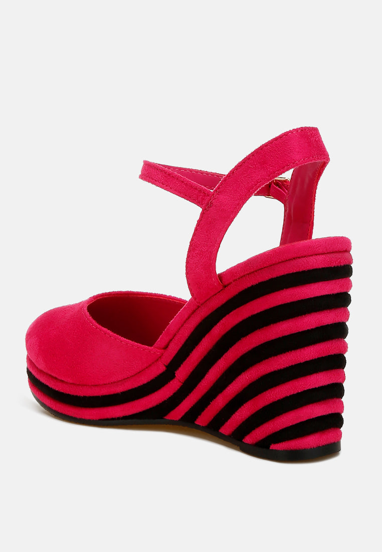 Dual Tone Microfiber Wedge Sandals