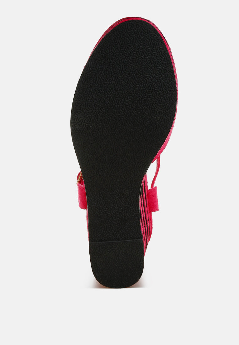 Dual Tone Microfiber Wedge Sandals