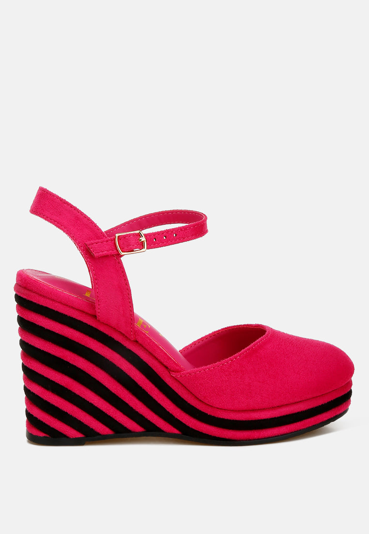 Dual Tone Microfiber Wedge Sandals