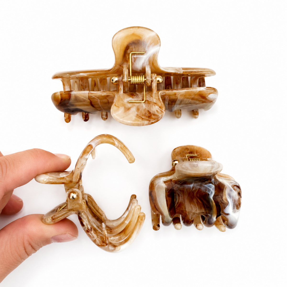 Marble Hair Claw Clip Set – 3 Piece Everyday Essentials