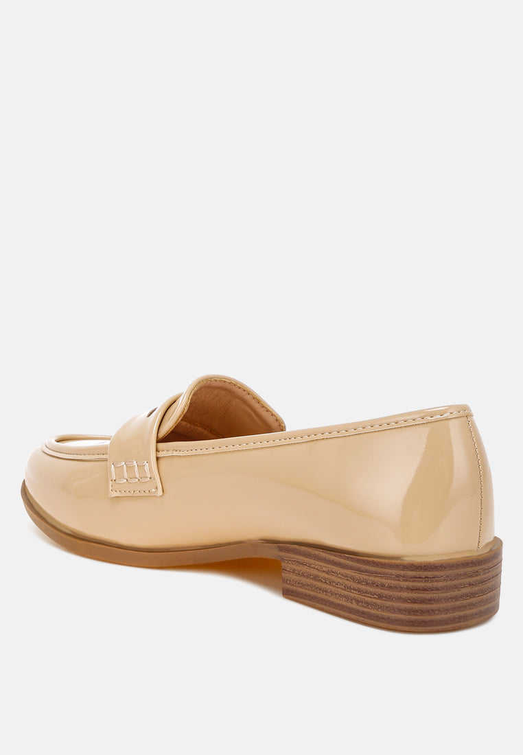 Penny Strap Patent Faux Leather Loafers