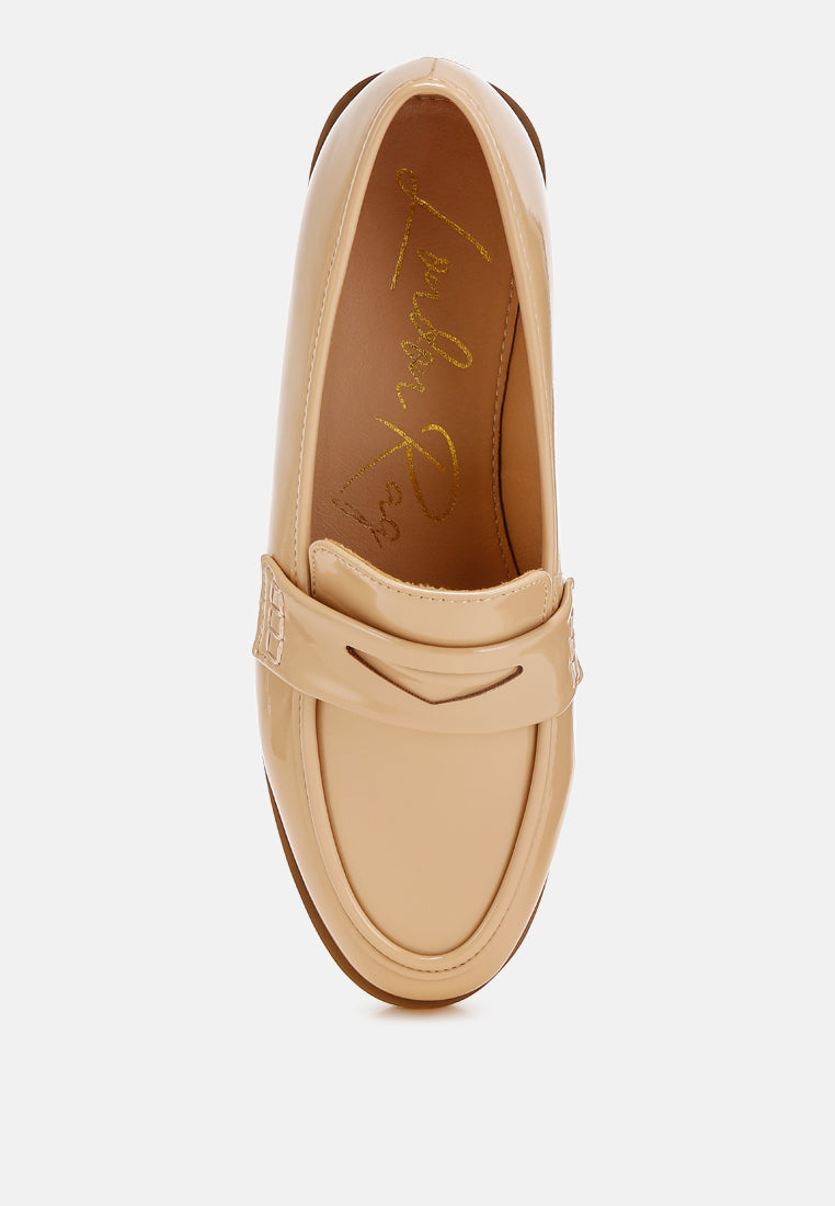 Penny Strap Patent Faux Leather Loafers