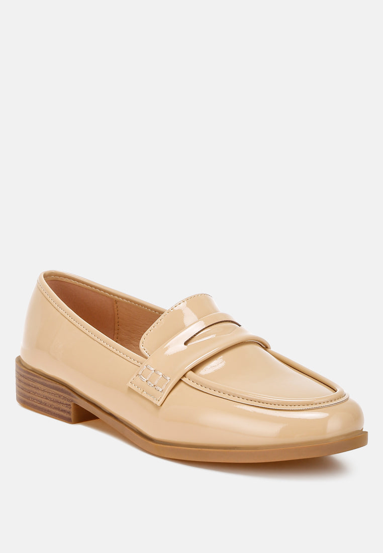 Penny Strap Patent Faux Leather Loafers