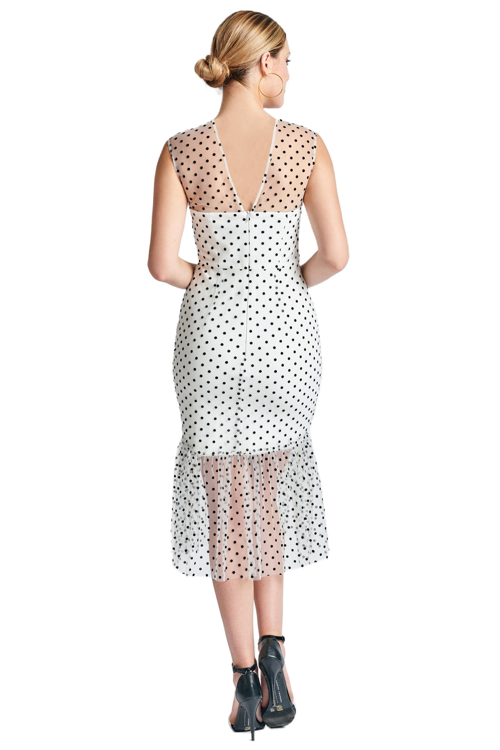 Sleeveless Polka Pot Midi Mesh Dress