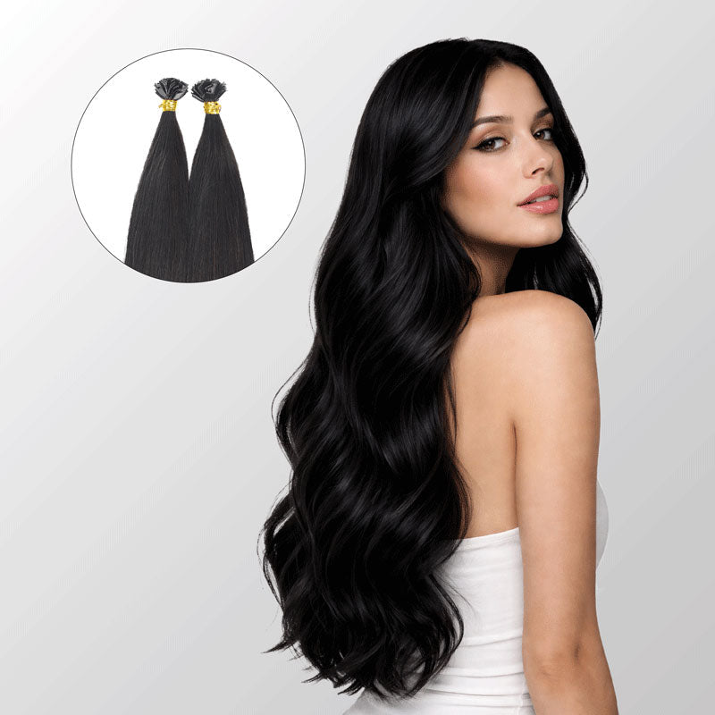 Natural Black (1B) Flat Tip Hair Extensions (50g - 100g)