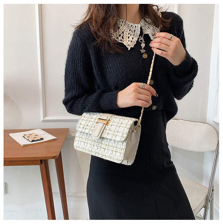 Summer texture handbag for women, fashionable and simple single shoulder bag, casual cross-body, woolen small square bag-3