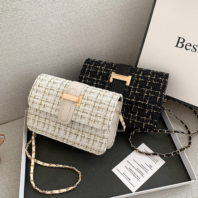 Summer texture handbag for women, fashionable and simple single shoulder bag, casual cross-body, woolen small square bag-0
