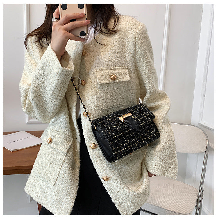 Summer texture handbag for women, fashionable and simple single shoulder bag, casual cross-body, woolen small square bag-2