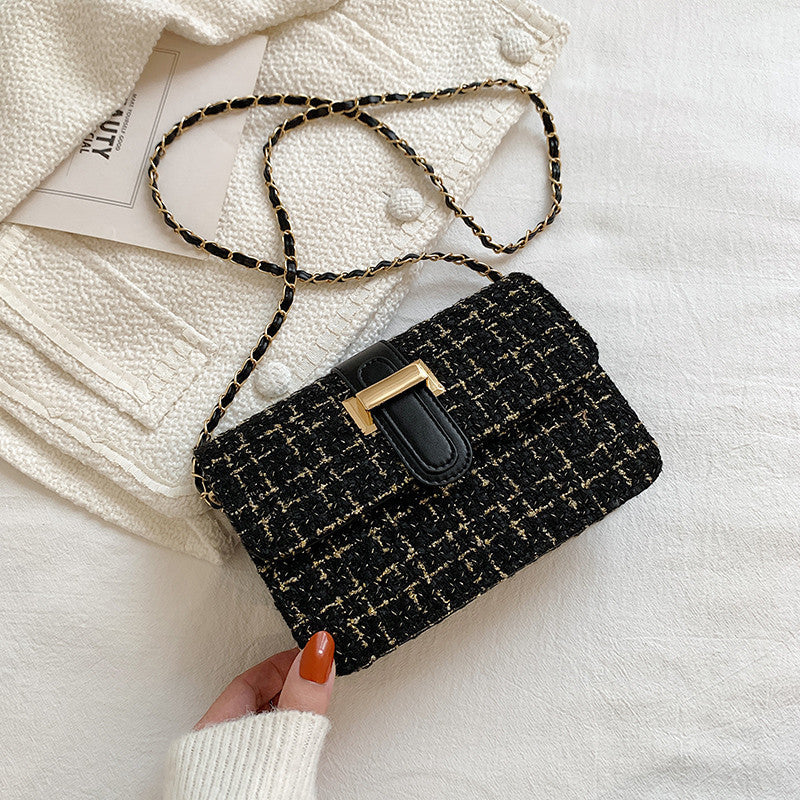 Summer texture handbag for women, fashionable and simple single shoulder bag, casual cross-body, woolen small square bag-5