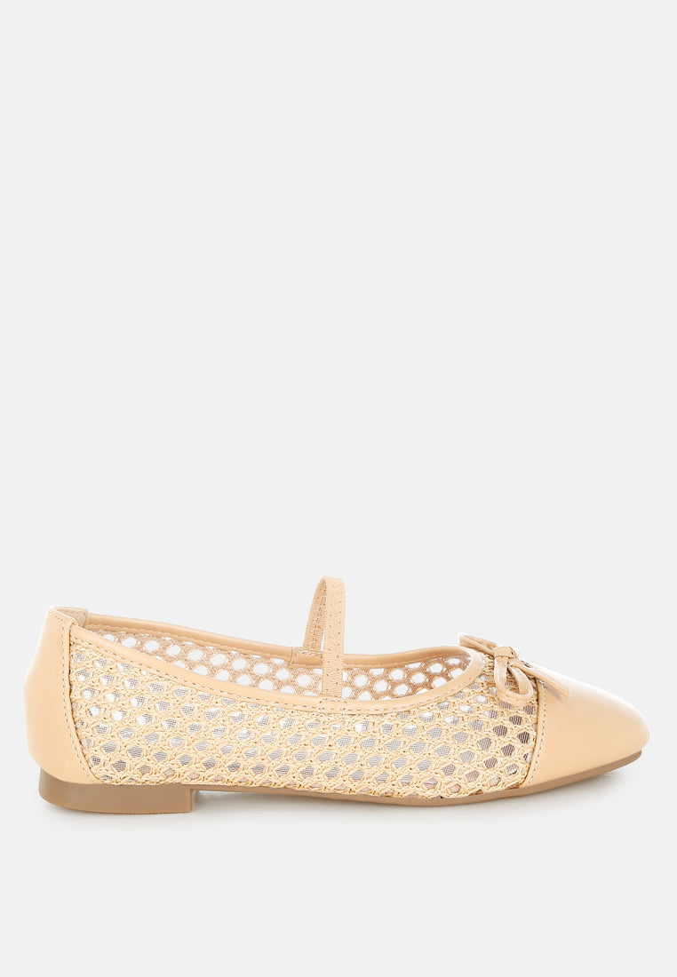 Square Woven Bow Detail Ballerinas