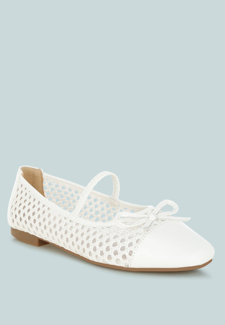 Square Woven Bow Detail Ballerinas