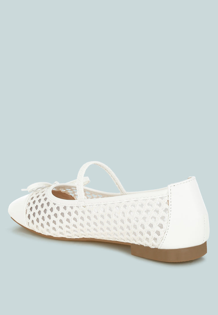 Square Woven Bow Detail Ballerinas